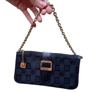 Vintage Y2K 90’S SOLO SOPRANI Black Small Shoulder Baguette Bag Purse
